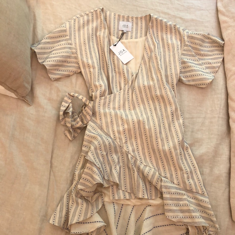 NWT J.O.A. Striped wrap dress